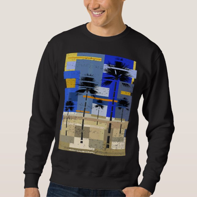 Moletom Palm Trees Sunset Abstrato surfer Beac (Frente)