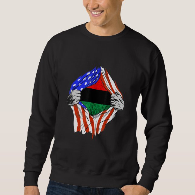 Moletom Pan African Chest Afro-American Flag Black Li (Frente)