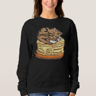 Moletom Pancake Cat Café da Manhã Comida Foodie Gatinho Mo