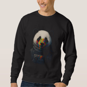 Moletom Panda Astronauta com Salpico de Tinta Neon 