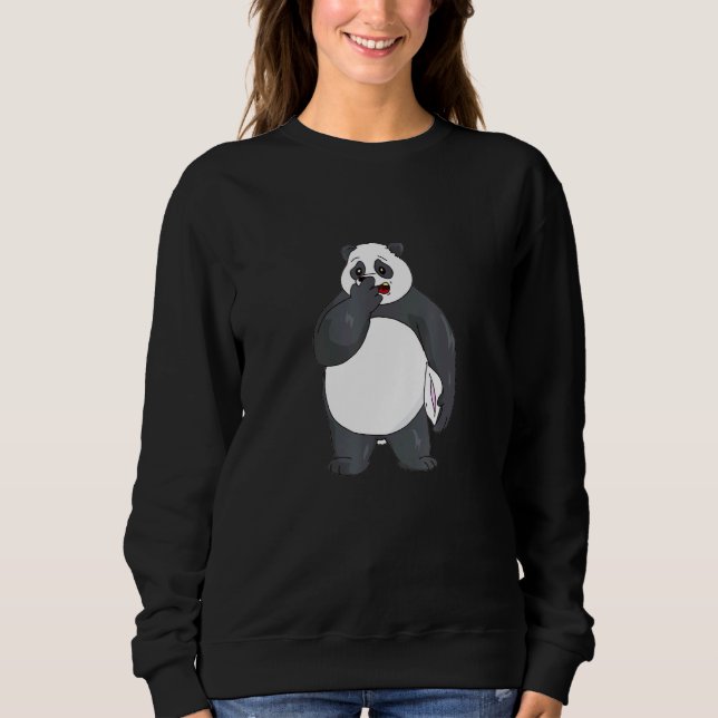 Moletom Panda bocejando sonolento surpreso preocupado cans (Frente)