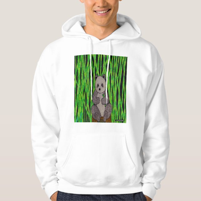 Moletom Panda (branca) - Camisola-doce com capuz masculino (Frente)