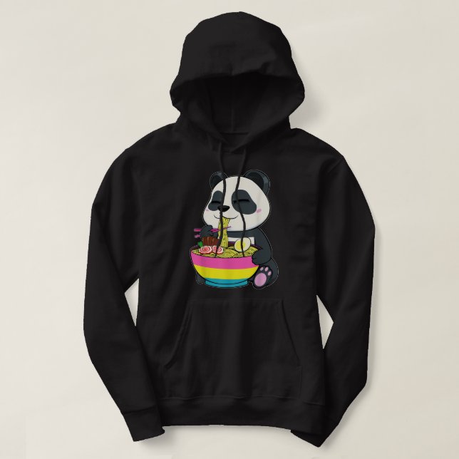 Moletom Panda Comendo Ramen LGBT-Q Orgulho Pansexual Bande (Frente do Design)