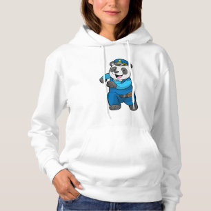 Moletom Panda como agente da polícia com chapéu da polí