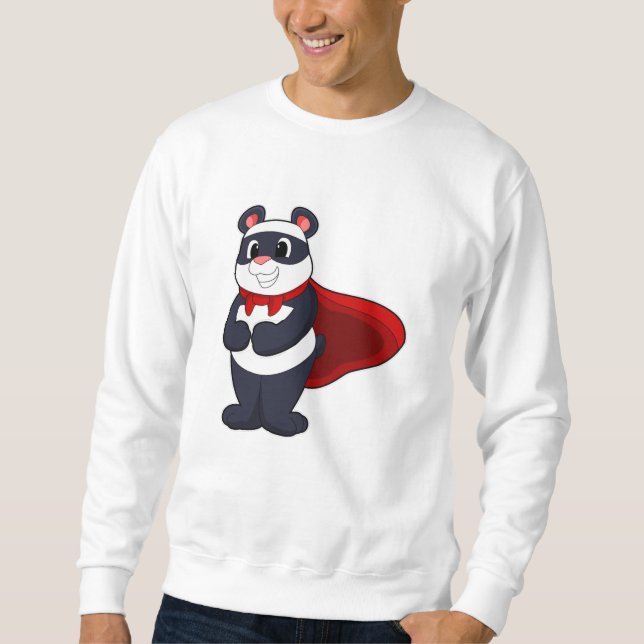 Moletom Panda como Herói com Máscara e Cabo (Frente)