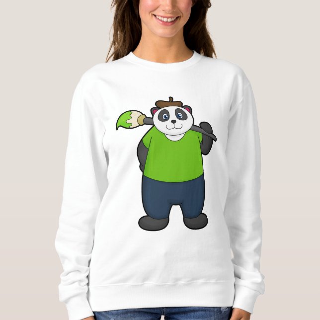 Moletom Panda como Pintor com Pincel (Frente)