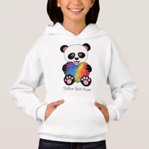 Panda Cuta De Aquarela Com Coração Arco-Íris