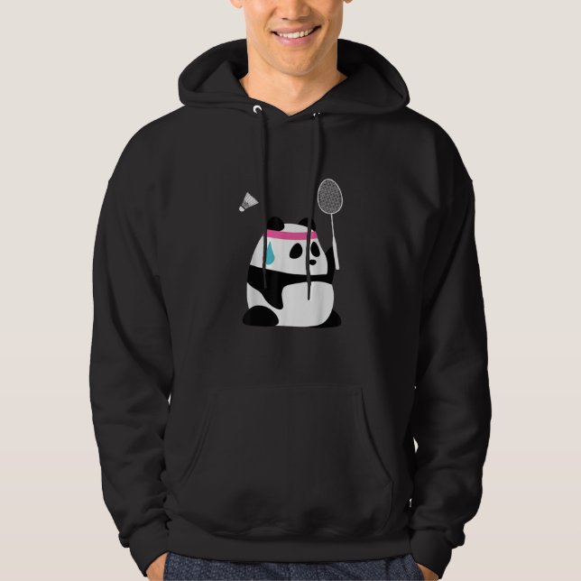Moletom Panda de badminton exausto engraçado fofo (Frente)