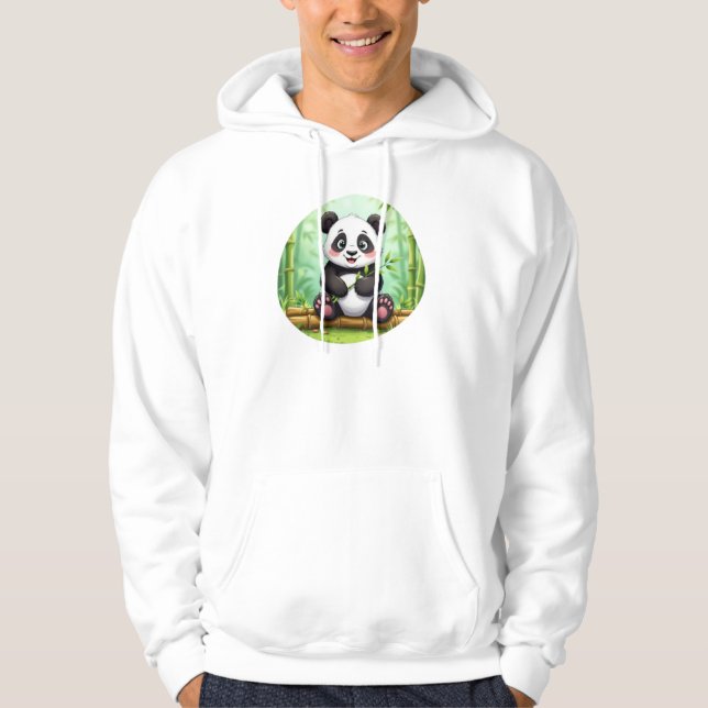 Moletom Panda de Desenho Animado Fofo em Remendo de Bambu (Frente)