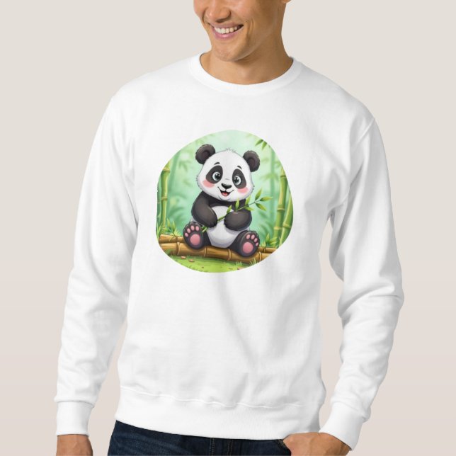 Moletom Panda de Desenho Animado Fofo em Remendo de Bambu (Frente)