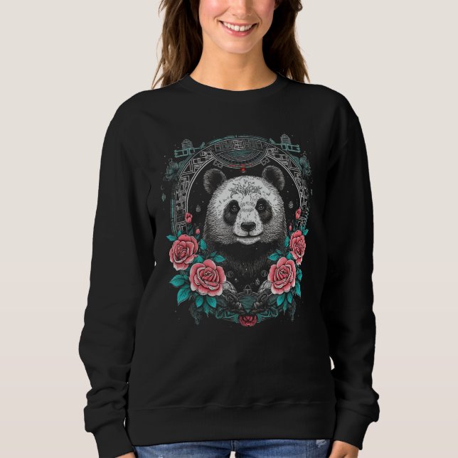 Moletom Panda Mandala Flores Animais Rosa Motif Panda 2 (Frente)