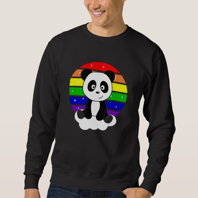 Moletom Panda Rainbow Glitter Kawaii Pandas Colorido (Frente)