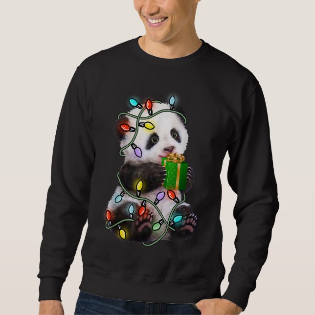Moletom Panda Tree Christmas Lights Xmas For Pet Lover (Frente)