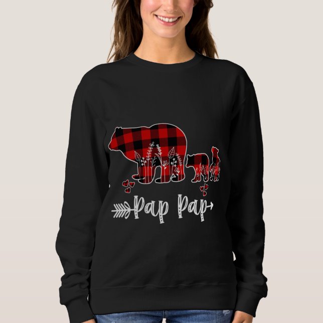 Moletom Pap Bear Natal Pajama Xadrez Vermelha Buffalo Fa (Frente)