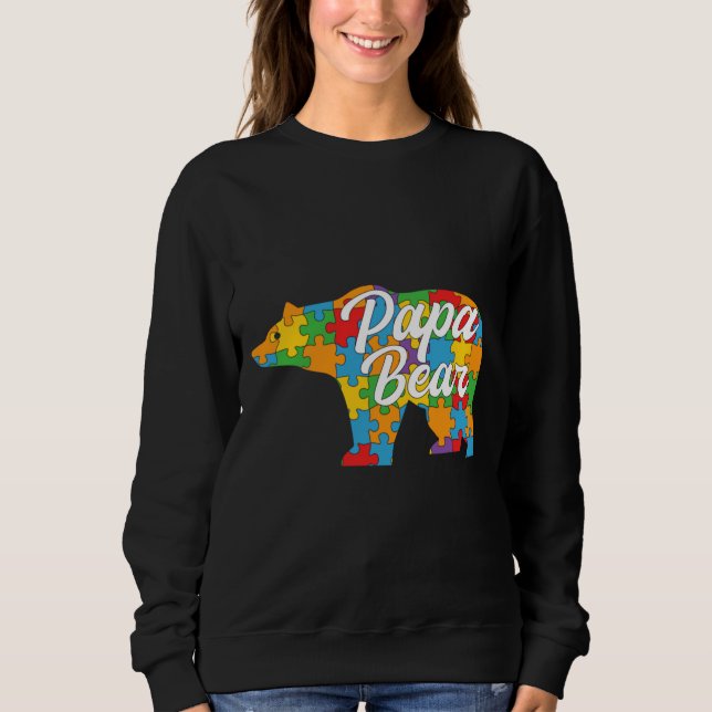 Moletom Papa Bear Autism Quebra-cabeça (Frente)