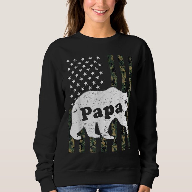 Moletom Papa Bear Camouflage EUA Bandeira Americana (Frente)