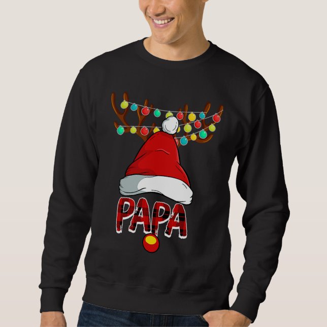 Moletom Papa Deer Matching Family Christmas Reindeer Face (Frente)