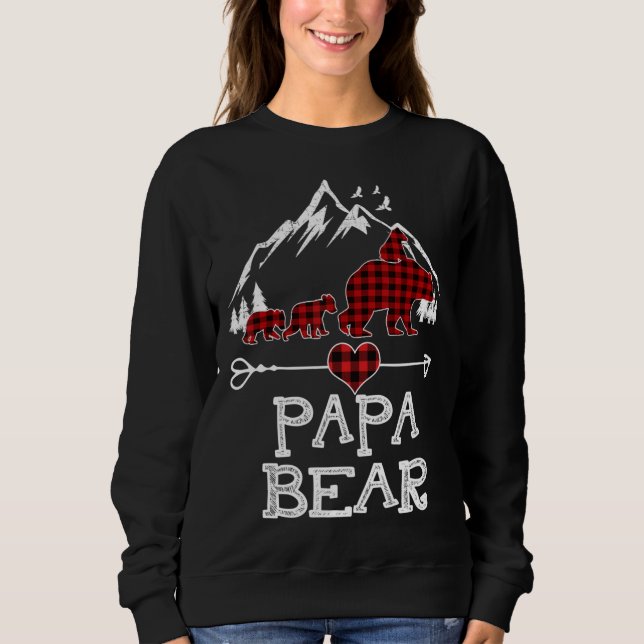 Moletom Papa Urso Natal Pajama Desenho de Xadrez Vermelha  (Frente)