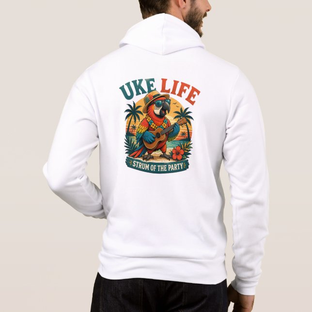 Moletom Papagaio Uke Life – Vibrações da Ilha Ukulele (Verso)