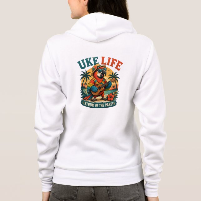 Moletom Papagaio Uke Life – Vibrações da Ilha Ukulele Bird (Verso)