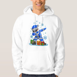 Moletom Papai Noel Dançando - Natal em Azul e Floco de Nev