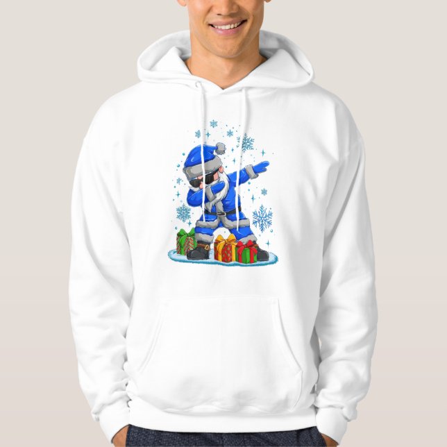 Moletom Papai Noel Dançando - Natal em Azul e Floco de Nev (Frente)