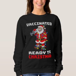 Moletom Papai Noel De Máscara Luzes Vacinado Pronto Para O