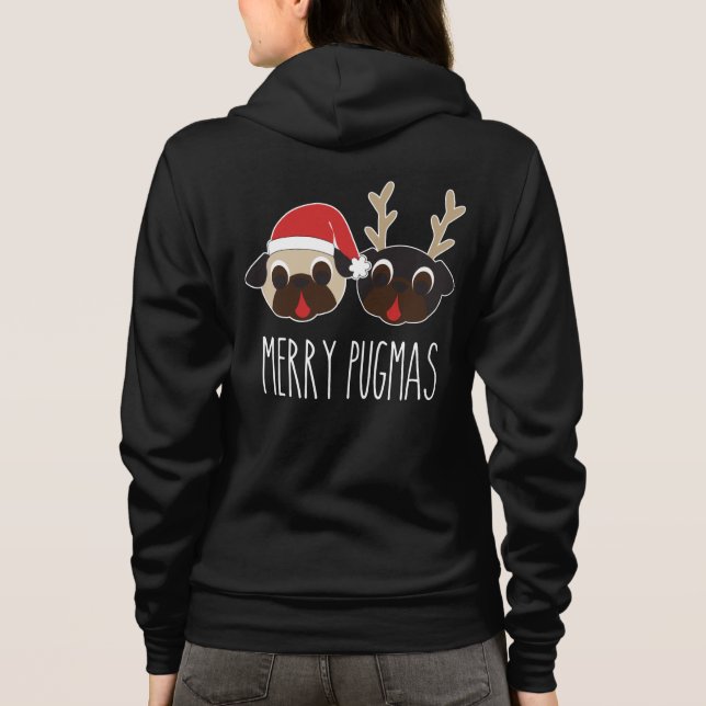 Moletom Papai noel de Pugmas e preto alegres do Hoodie da (Verso)