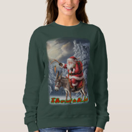 Moletom Papai Noel em um Burro para o Natal em um Verde