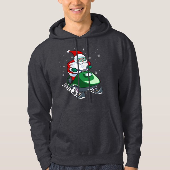 Moletom Papai noel em um Hoodie do Natal do Snowmobile (Frente)