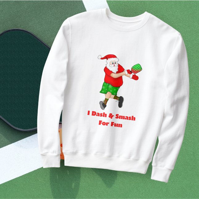 Moletom Papai Noel Engraçado Jogando Pickleball Eu Dou Das (Festive Pickleball Fun! Spread cheer with Santa's pickleball sweatshirt gift!)
