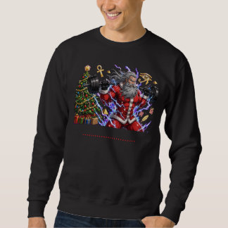 Moletom Papai Noel Engraçado na Academia Levantando Pesos