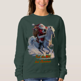 Moletom Papai Noel está montando um Cavalo no Natal em um