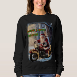 Moletom Papai Noel está pilotando uma Motocicleta para o N