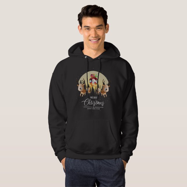 Moletom Papai Noel está vindo | Hoodie de uso masculino (Frente Completa)