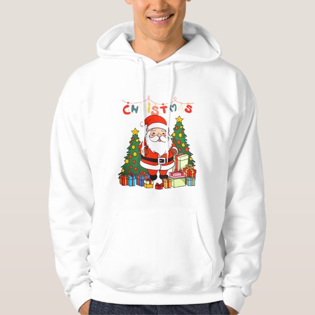 Moletom Papai Noel Fofo com Árvores de Natal & Presentes – (Frente)