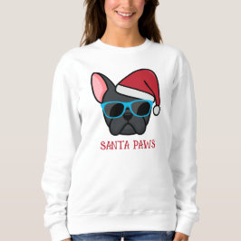 Moletom Papai Noel francês preto engraçado Natal Patas Chr