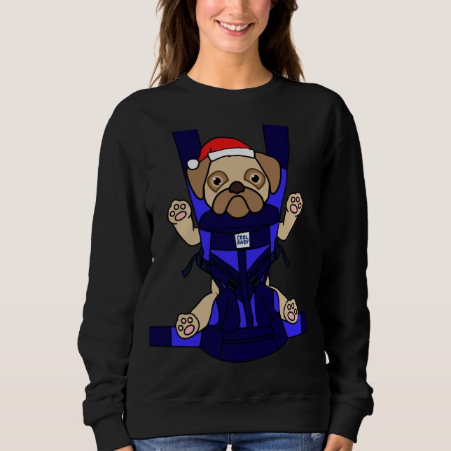 Moletom Papai noel Pug Engraçado Cachorro Engraçado Mãe Pa (Frente)