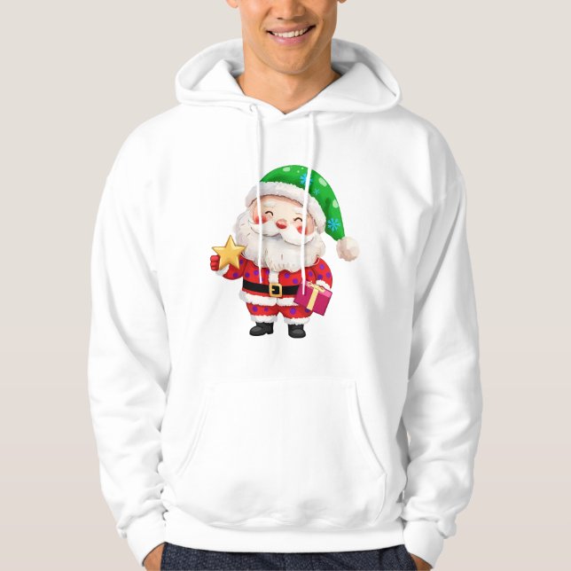 Moletom Papai Noel Segurando Estrela e Presente (Frente)