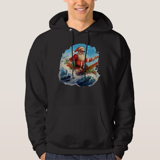 Moletom Papai Noel surfando ondas de destruição Hoodie (Frente)