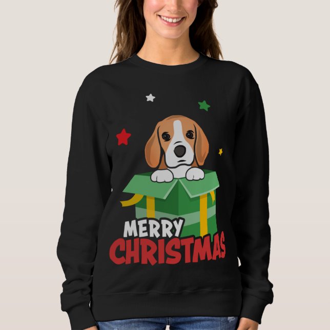 Moletom Papais noeis De Beagle Bonitos Cachorros Adormecem (Frente)