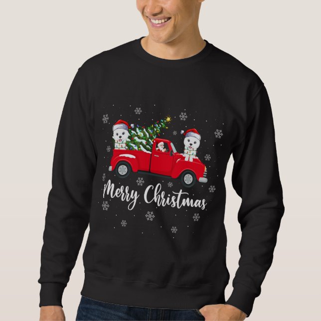 Moletom Papais noeis De Caminhão De Árvore De Natal Samoye (Frente)