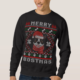 Moletom Papais noeis de Natal de Boston Terrier Cachorro F