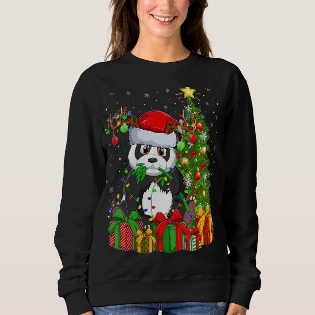 Moletom Papais noeis de Natal Panda Xmas Árvore de Natal P (Frente)