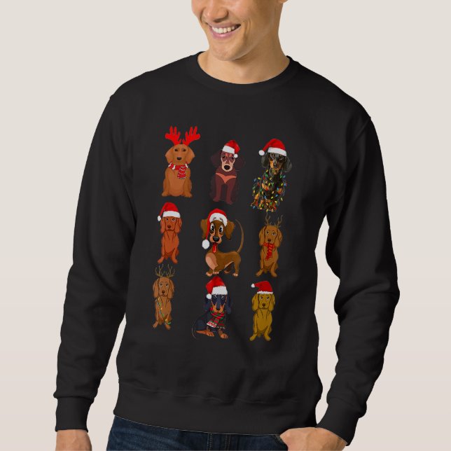 Moletom Papais noeis de Natal Reindeer Dachshund Dog (Frente)