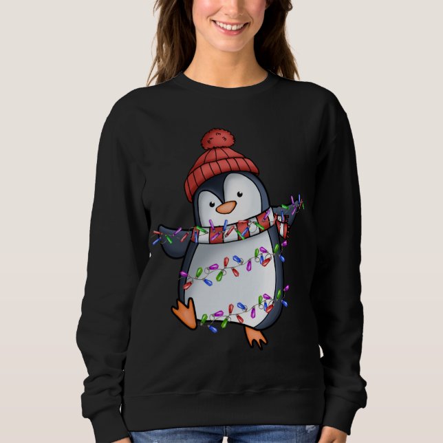 Moletom Papais noeis de pinguim acenam pijama de Natal Cut (Frente)