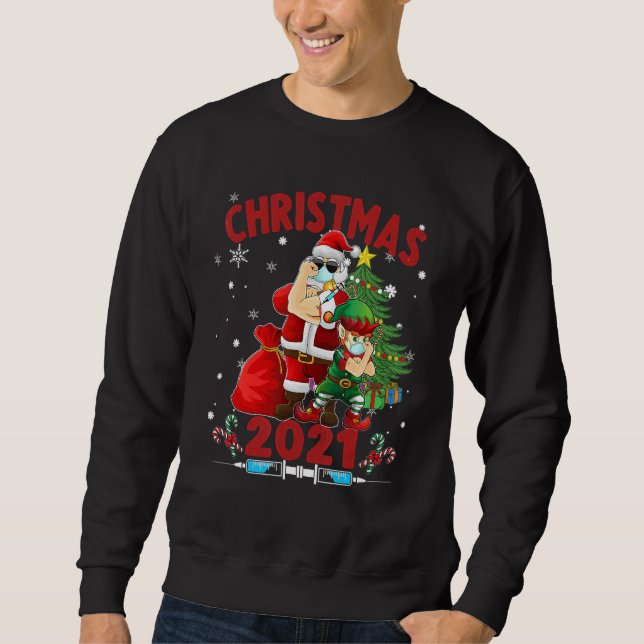 Moletom Papais noeis E Elf Vacinaram O Feliz Natal (Frente)