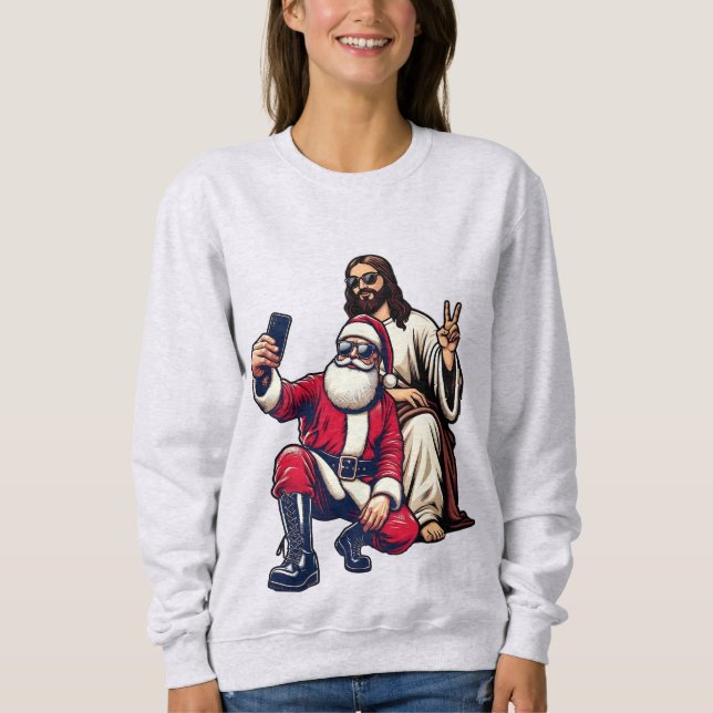 Moletom Papais noeis e Jesus Selfie, doce de Natal (Frente)