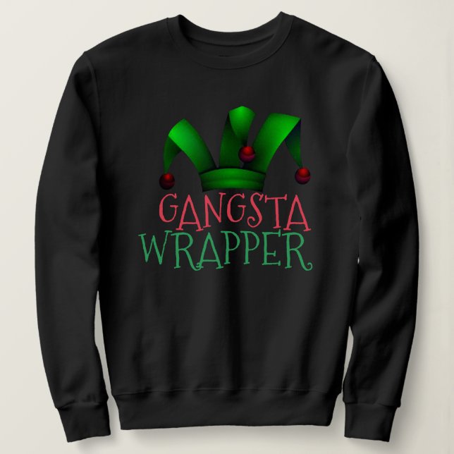 Moletom Papais noeis Elf Personalizados Auxiliar Gangsta W (Frente do Design)