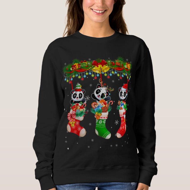 Moletom Papais noeis Elf Reindeer Panda Em Meias De Natal (Frente)